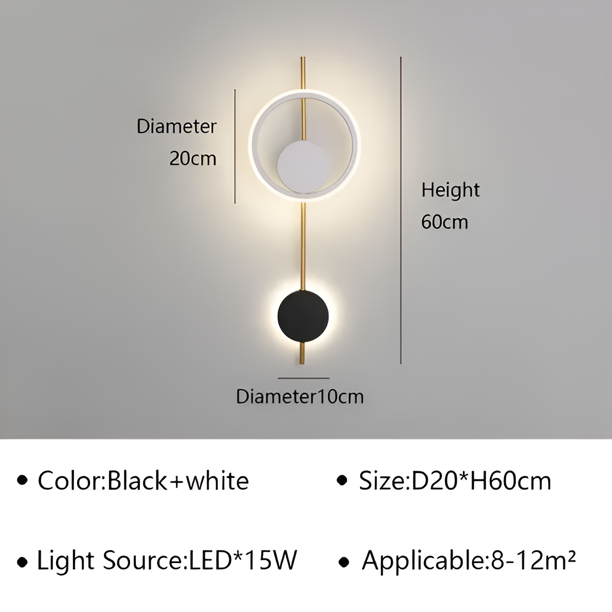 AuraRings - Applique Murale LED Minimaliste Ronde en Métal