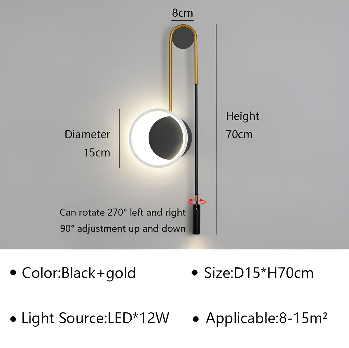 AuraRings - Applique Murale LED Minimaliste Ronde en Métal