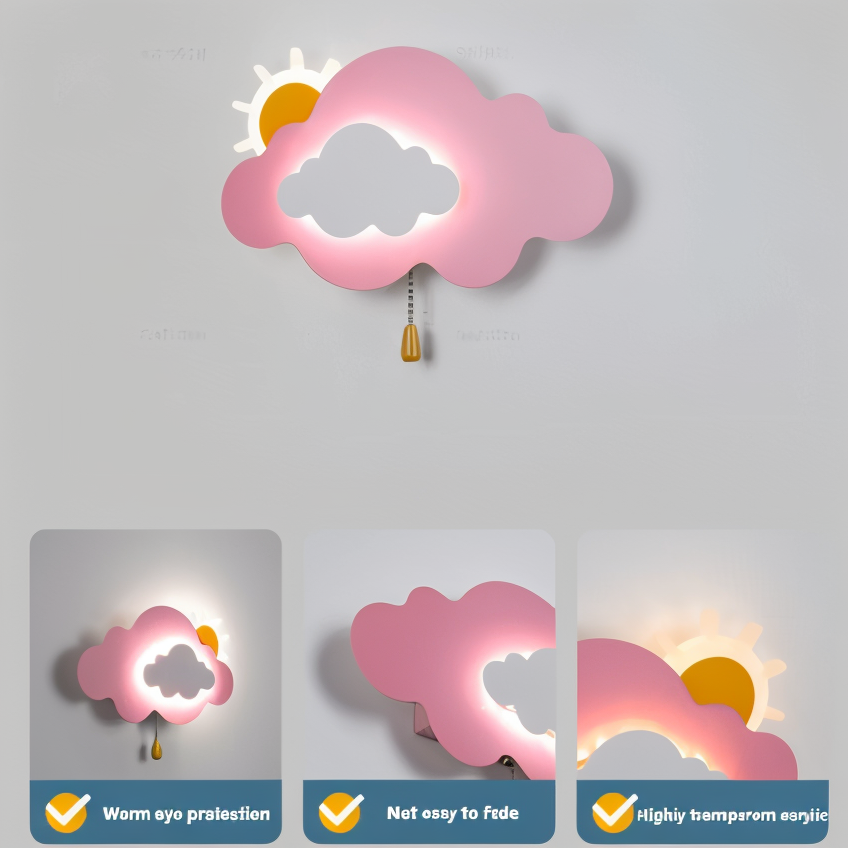 DreamyFloat - Applique Murale Nuage et Soleil LED