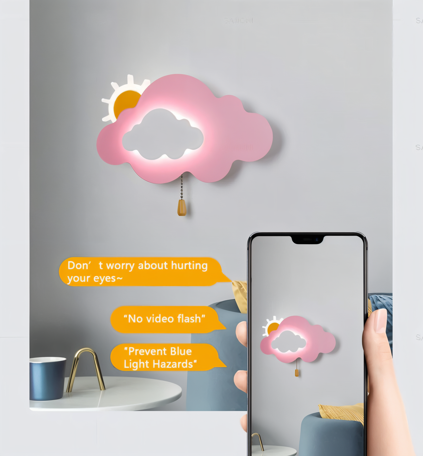 DreamyFloat - Applique Murale Nuage et Soleil LED