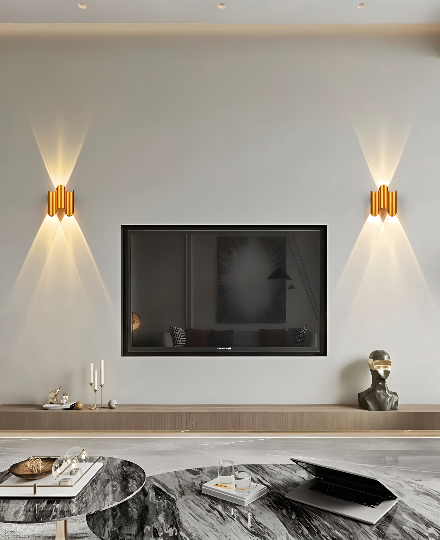 GlamWave - Applique Murale LED Noir & Or