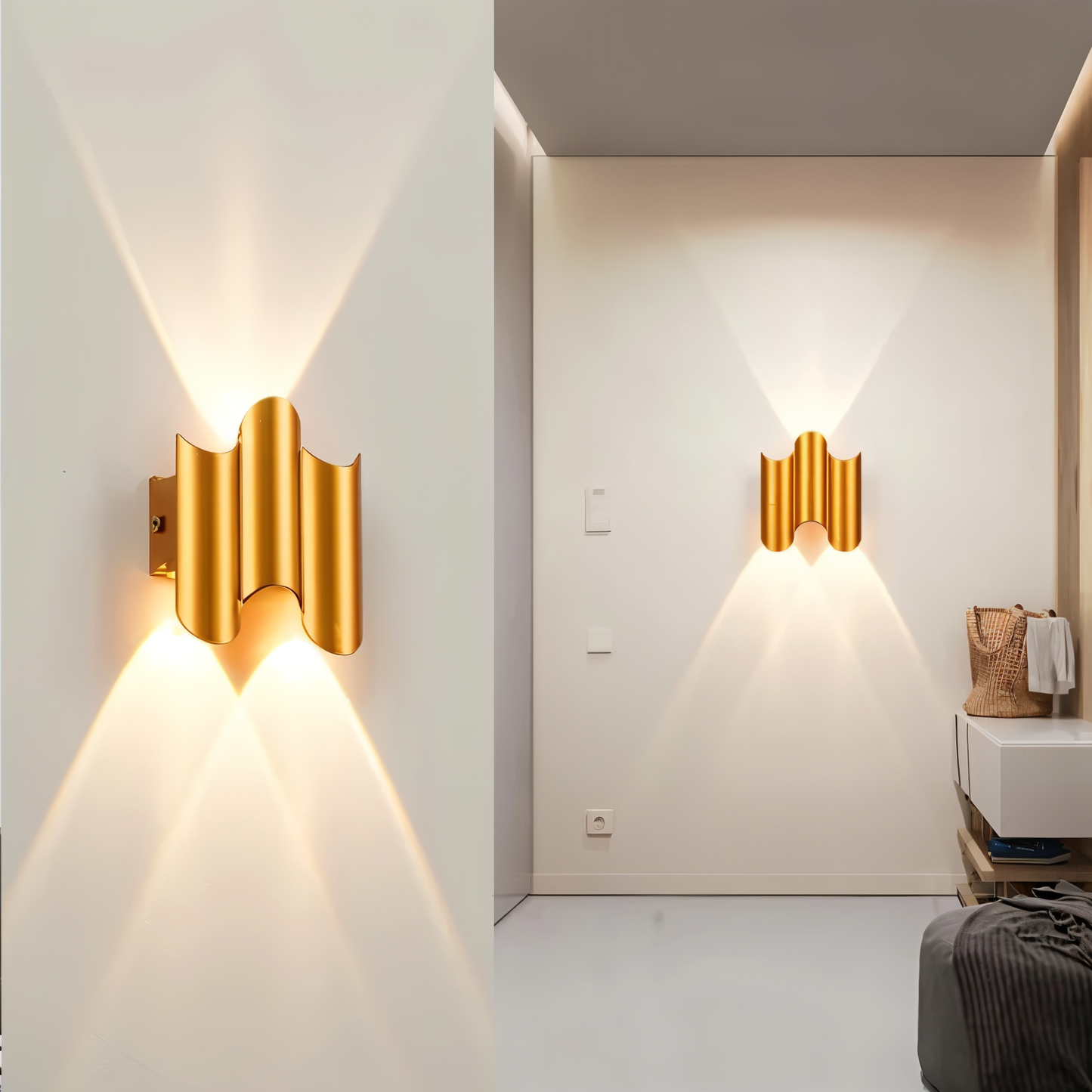 GlamWave - Applique Murale LED Noir & Or