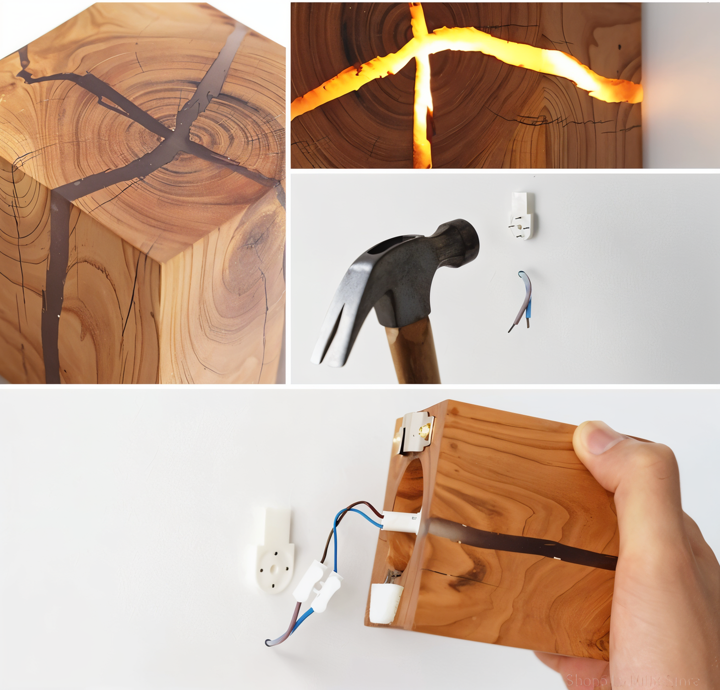 QuadCrackle – Applique Murale en Bois avec Design Fissuré